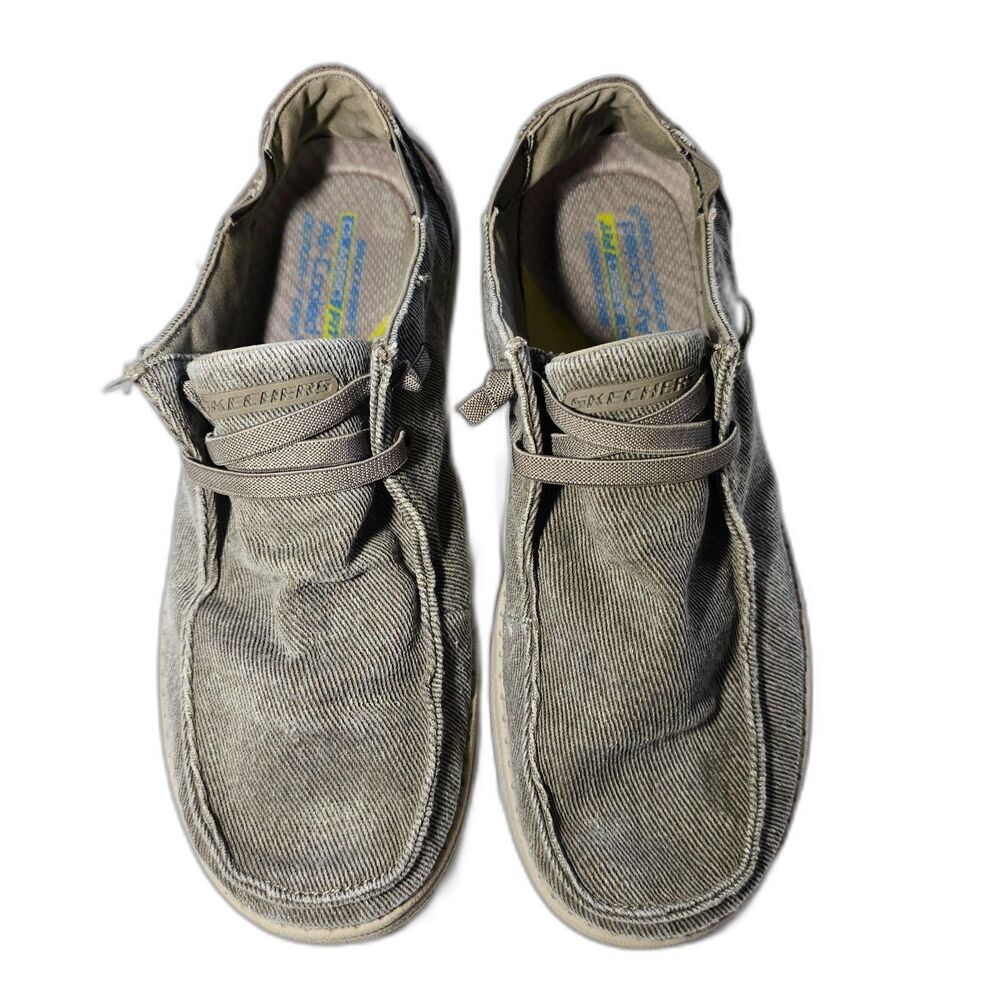 Skechers Melson-Raymon Canvas Slip-on Moccasin Casual Comfort Shoes Taupe sz 9.5